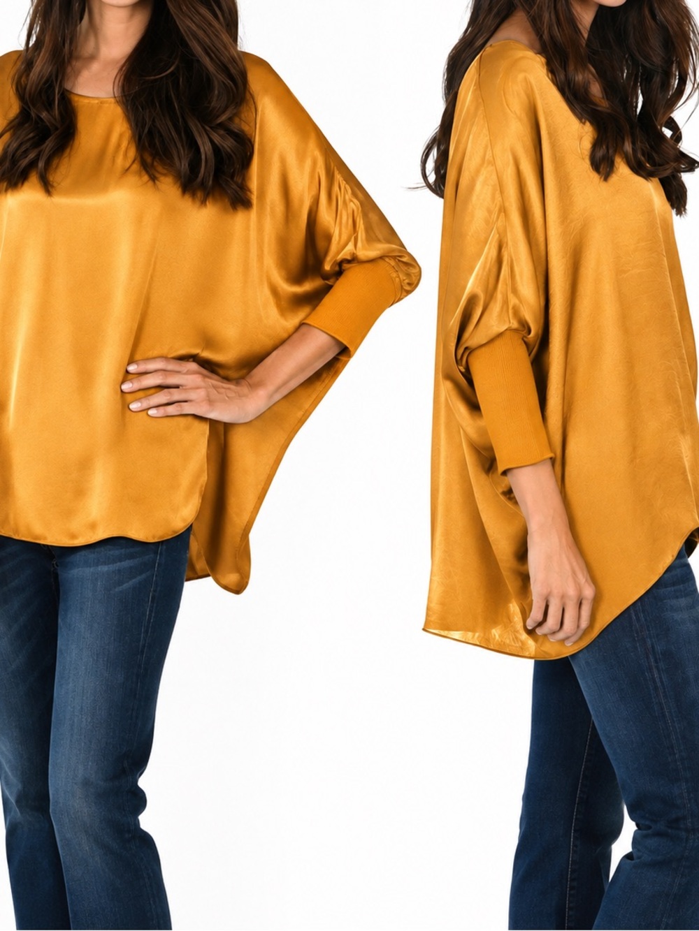 TUTU & LILLI The Bella Silky Flowy Gold Mustard Tunic Top
